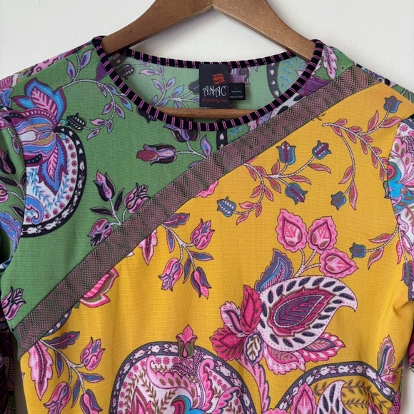 ANAC by Kimi Paisley Mesh Top Large Floral Tie Sleeve - Picture 2 of 10